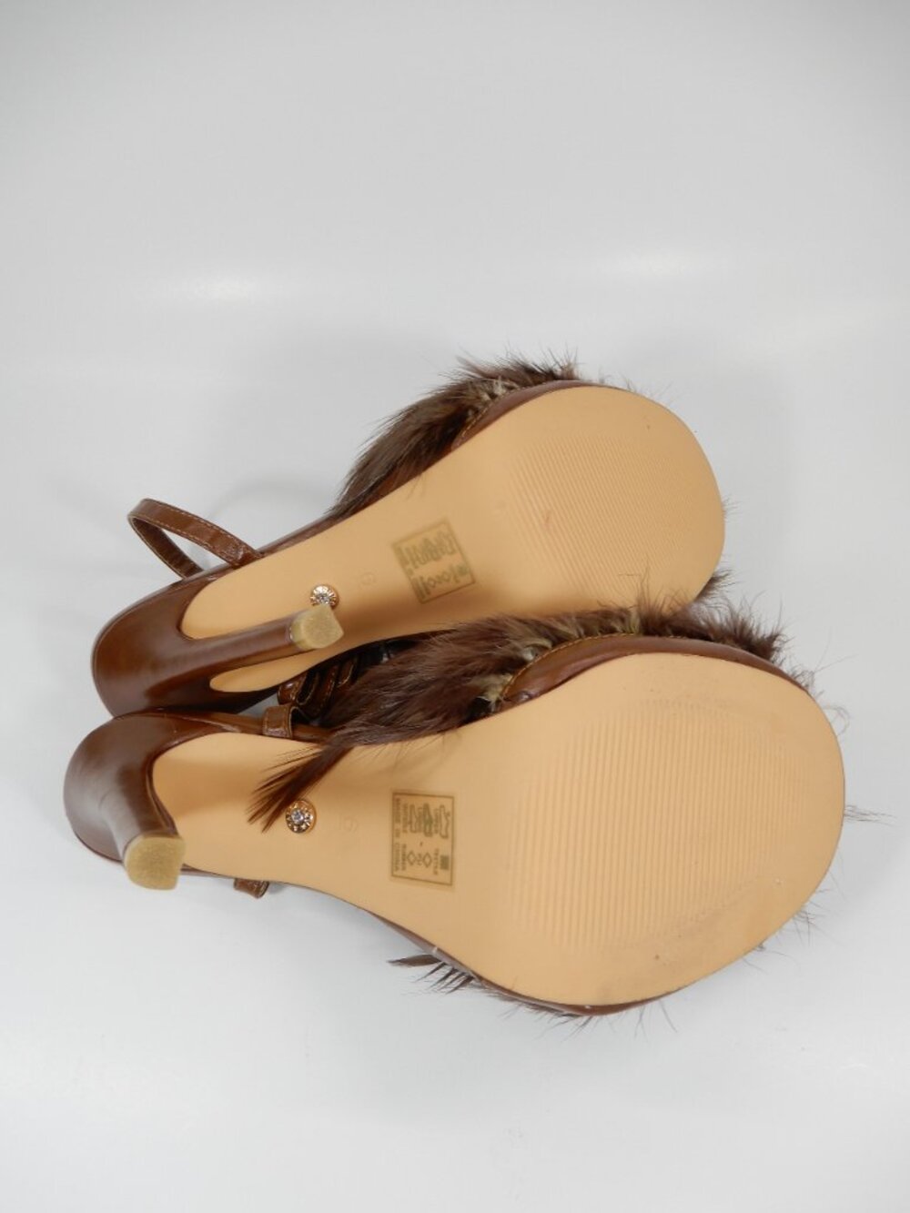 AZALEA WANG Angeles Feather Stiletto Heels Sandals Size 6 Brown NEW $109 - Picture 13 of 14